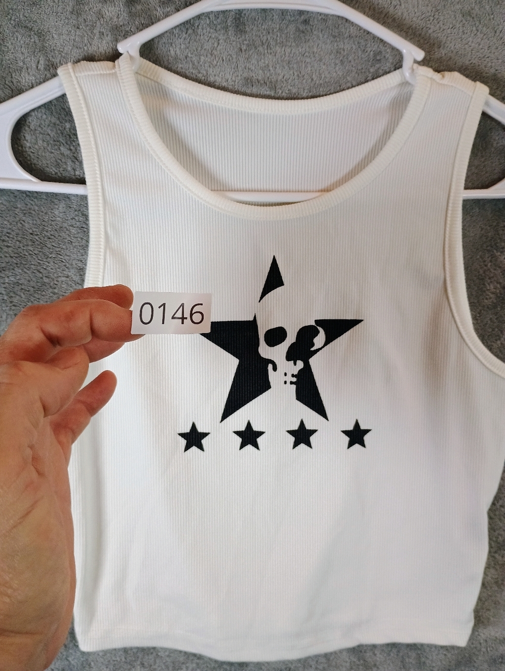 Romwe White Skull Star Tank Top Juniors Petite Small - Picture 9 of 9